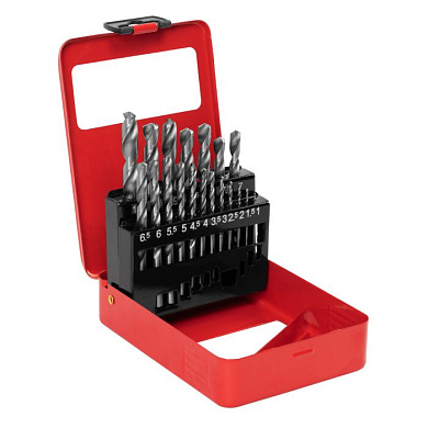 Набор сверл по металлу, 1-10 мм (через 0,5 мм), HSS, 19 шт, металлическая коробка, цилиндрический хвостовик Matrix 72388