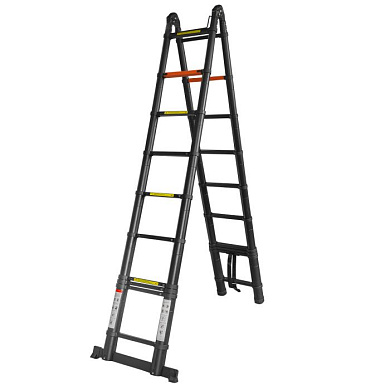 Лестница-стремянка телескопическая алюм. бытовая 3.1+3.1м, 10+10 ступ. RockForce RF-UP310-M