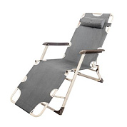 Шезлонг складной с подголовником и подлокотниками 510х1770 мм, серый WMC TOOLS WMC-FG-HY-8007G