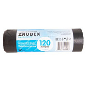 Мешки для мусора ПВД "Zaubex", 25 мкм, 120 л, 10 шт/рулон, черный