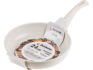 Сковорода Ф24х5.5 см, алюм., антиприг. покр., серия Cook&Fun, бежевая, PERFECTO LINEA 55-240102