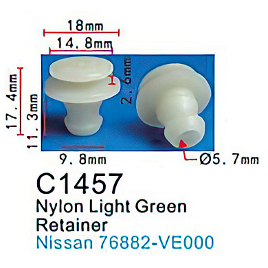 Клипса для крепления внутренней обшивки а/м Ниссан пластиковая, 100 шт Forsage C1457(Nissan)