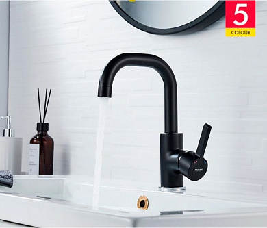 Смеситель для умывальника, латунь, черный Ledeme L1099B