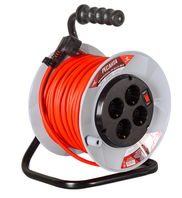 Удлинитель силовой на катушке, СУ-3х1,5-30/2 (с выкл., 4 розетки) Ресанта 61/118/6