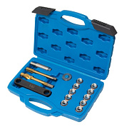 Набор приспособлений и футорок для восстановления резьбы тормозного суппорта 15 пр. М12х1.5 RockForce RF-914B1