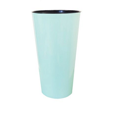 Кашпо для цветов со вставкой "КАМЕЛИЯ", h=260, d=140, вставка 130 мм, мятный Гарденпласт 00042