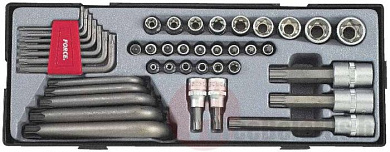 Набор головок, головок-бит и Г-обр. ключей 41 пр. 1/4'',3/8''&1/2'' Force T4413