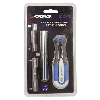 Отвертка комбинированная переставная, PH1xSL5,PH2xSL6, Forsage F-32806MR