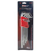 Набор ключей Г-образных 6-гр. экстра длинных CR-V, 9 пр., 1.5-10 мм ForceKraft FK-5093XL