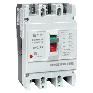 Автоматический выключатель ВА-99МL 250/225А 3P 20кА EKF Basic mccb99-250-225mi