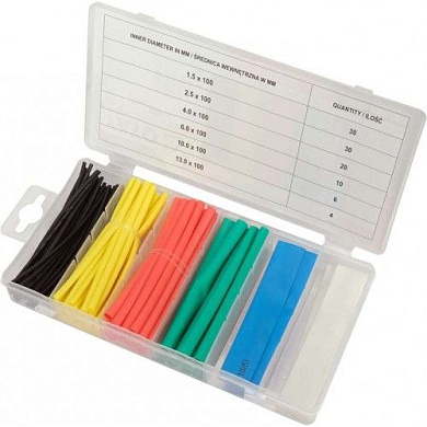 Набор термоусадочных трубок 1.5-13/100 мм цветные 100 пр. Yato YT-068667