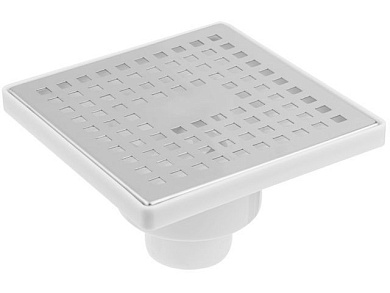 Сливной трап вертикальный D 50, с сухим затвором, решетка нерж. 150х150 мм, AV Engineering AVE5015151