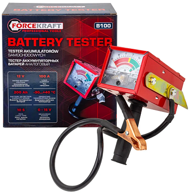 Тестер аккумуляторных батарей аналоговый 12V, 100А ForceKraft FK-B100