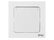 Розетка 1-ая с з/к крышкой, скрытая, с/з, з/ш, брызг. защ. белая, Аструм,