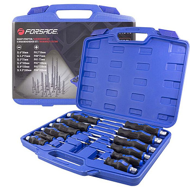Набор отверток силовых ударных магнитных SL, PH 12 пр. Forsage F-21310