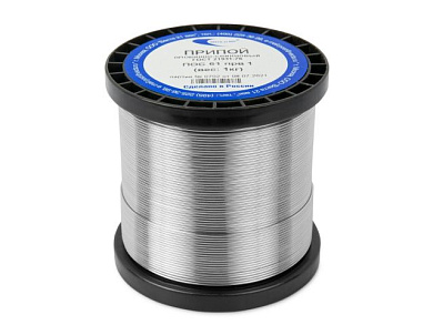 Припой ПОС 61 проволока, катушка ф1мм, 1кг, без канифоли Векта 10008