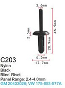 Клипса для крепления внутренней обшивки а/м Фольксваген пластиковая, 100 шт Forsage C0203(VW)