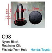 Клипса для крепления внутренней обшивки а/м Тойота пластиковая, 100 шт Forsage C0098(Toyota)