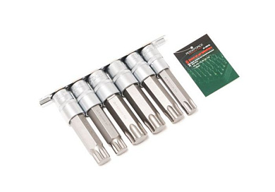 Набор головок-бит Spline, Torx 1/2'' 6 пр. 100 мм RockForce RF-40918L
