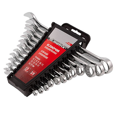 Набор ключей комбинированных, 6-22 мм, 12 шт., CrV, полированный хром Matrix 15426