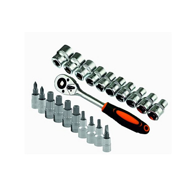 Набор торцевых головок с трещоткой и удлинителем (21 предмет, 1/4") PIT MXT-22-SET