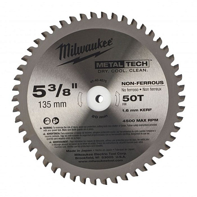 Пильный диск по металлу 135х20 мм Z50 Milwaukee 48404075