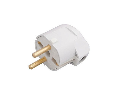 Вилка угловая (с/з, 16А, 250В) белая, Bylectrica В16-242