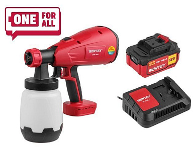 Аккум. краскораспылитель CPS 1810 в кор. ALL1 XLT SET 18В, 1 акк., 4 Ач WORTEX 0333270
