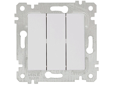 Выключатель 3-клав., скрытый, без рамки, пруж. зажим, белый, RITA, Mutlusan 2200 409 0101