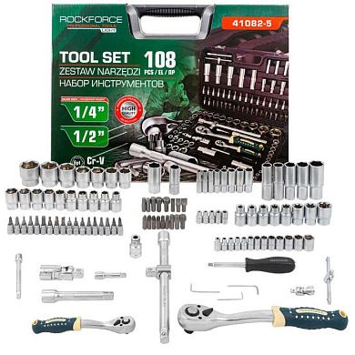 Набор инструментов 108 пр. 1/4"&1/2", 6-гр. RockForce RF LIGHT-41082-5