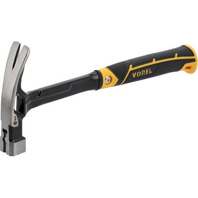 Молоток столярный с гвоздодером, металлическая ручка 450 гр. 365 мм, магнит Vorel 32610