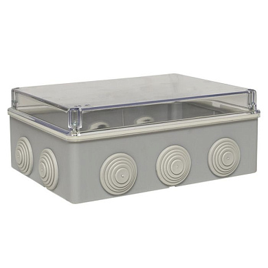 Коробка распределительная КМР-050-042пк пылевлагозащищенная, 10 мембранных вводов, уплотнительный шнур, прозрачная крышка (190х140х70) EKF PROxima plc-kmr-050-042pk