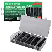 Набор черных термоусадочных трубок 1,5-13 мм, L100 мм 100 пр RockForce RF-068661