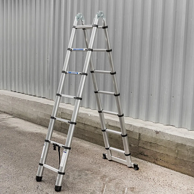 Лестница-стремянка телескопическая алюм. бытовая 2.2+2.2 м 7+7 ступ. Scheppach Sch-UP220-M