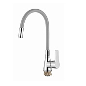 Смеситель для кухни с гибким изливом, цинк, хром + серый Ledeme L4699-9