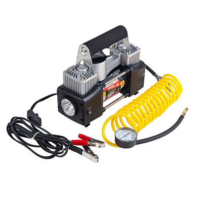 Компрессор поршневой автомобильный двухцилиндровый с фонарем, 65 л/мин, 23А 12V Forsage F-2014243