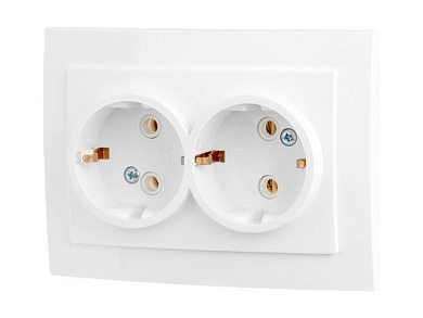 Розетка 2-ая, скрытая, с/з, белая, Стандарт, RS 16-238 Б, Юпитер JP7420-03