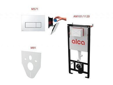 Инсталляционный сет 4 в 1 с кнопкой M571, Alca, Alcaplast E2