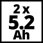 Аккумулятор Plus 18V, 5,2 Ач, 2 шт, Li-Ion PXC EINHELL 4511526