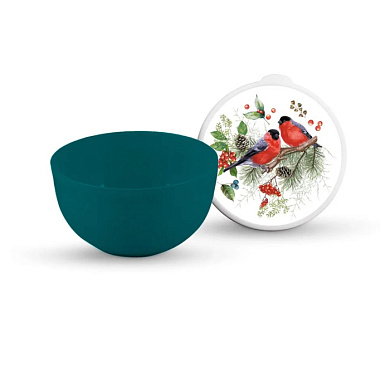 Миска с крышкой Снегири 0,6 л Полимербыт 4359486