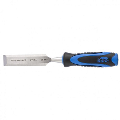 Долото-стамеска, плоская, 26 мм, двухкомпонентная рукоятка, металлический затыльник Барс 24651