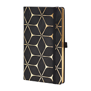 Блокнот "Flower gold", А5, 96 листов, линейка, на резинке, черный, золотой