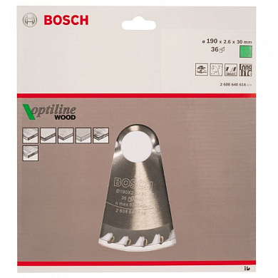 Пильный диск Optiline Wood 190х30 мм Z36 BOSCH 2608640616