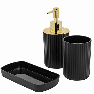 Набор для ванной комнаты 3 пр., дозатор для мыла, подставка для зубных щеток, лоток для аксессуаров La and Te beaute LT-BSP-8BK
