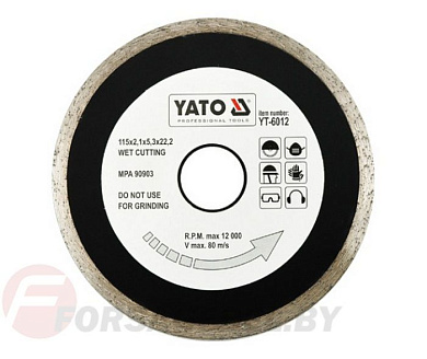 Круг алмазный 115x22,2 мм сплошной Yato YT-6012