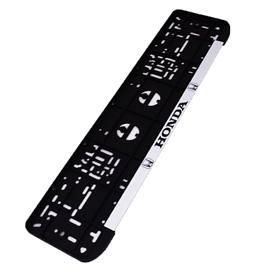 Рамка для номерного знака BLACK с нижней защелкой и надписью "HONDA" Mega-Arsenal AB-010H