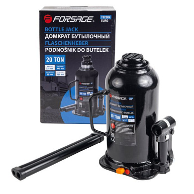 Домкрат бутылочный гидравлический с клапаном 20 т, 235-445 мм, Forsage F-T92004(BR)(Euro)