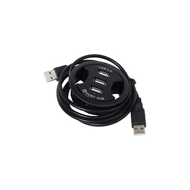 Разветвитель USB, 3 выхода, черный, AKS 115379