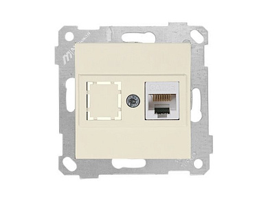 Розетка компьютерная 1xRJ45, Cat5e, скрытая, без рамки, кремовая, RITA, Mutlusan 22001360102