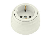 Розетка 1-ая (открытая, с/з) бежевая, Ретро, (без монтажной панели) Bylectrica РА16-0202беж